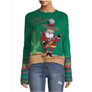 Holiday Time Feliz Navidad Ugly Christmas Sweater NWOT Sz XL